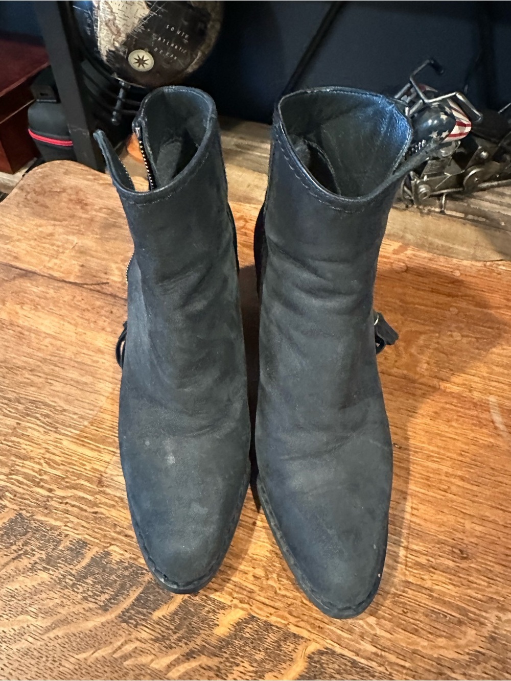 Stuart Weitzman Black Suede Ankle Boot with Silver Hardware